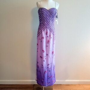 Y2K Silk Beaded Sequin Ombré Fairy Prom Dress